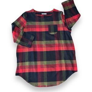 Cellebie Ladies L Plaid Long Sleeve Loose Pocket Swing Tunic